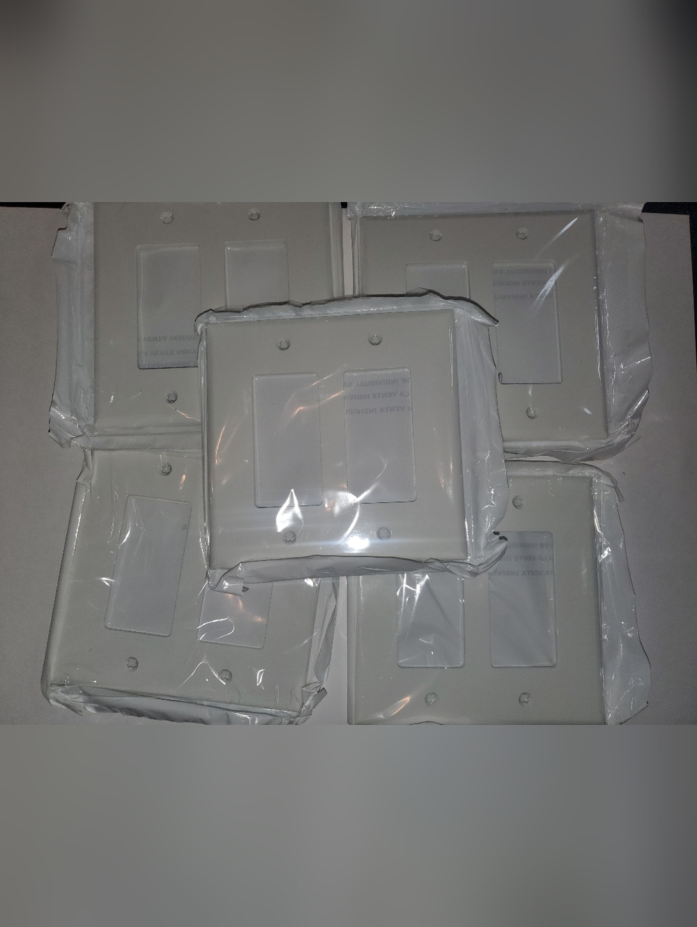 White Double Rocker Light Switch Wall Plate Covers - Pack of 5